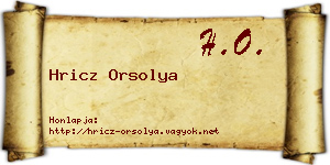Hricz Orsolya névjegykártya